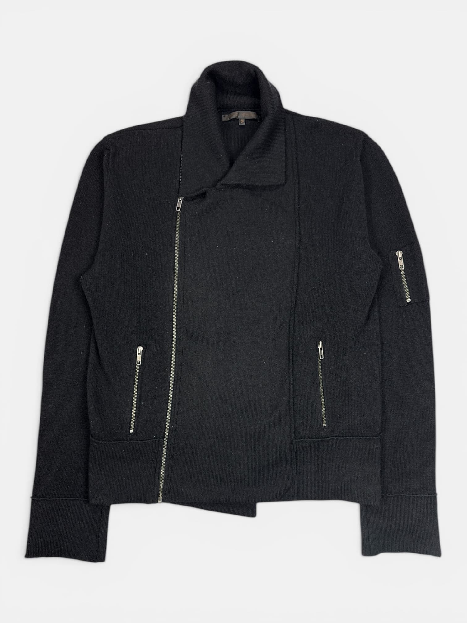 Veronique Branquinho AW04 Asymmetric Moto Zip Knit Kacket